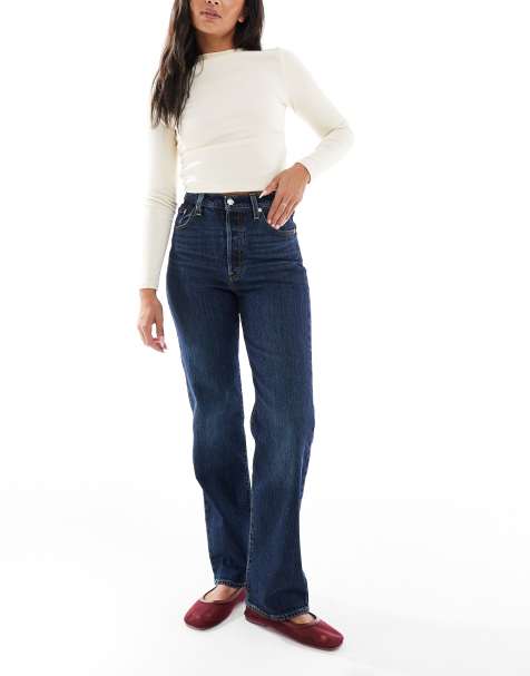 Levi's – Ribcage – Mörkblå, hellånga, raka jeans - view 1