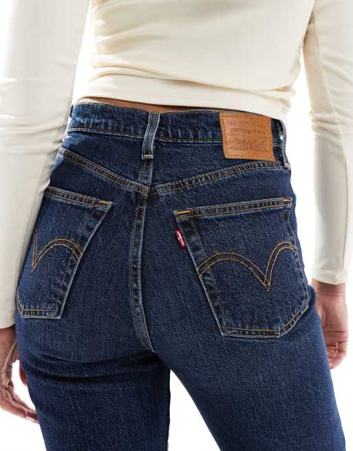 Levi's – Ribcage – Mörkblå, hellånga, raka jeans , 4 av 5
