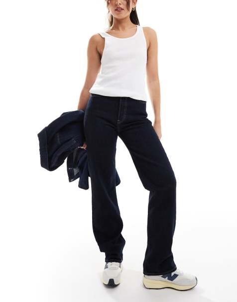 Levi's – Ribcage – Mörkblå, hellånga, raka jeans - view 1