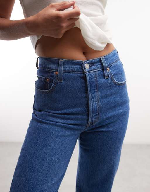 Levi's – Ribcage – Mörktvättade, ankellånga jeans med raka ben, 3 av 5