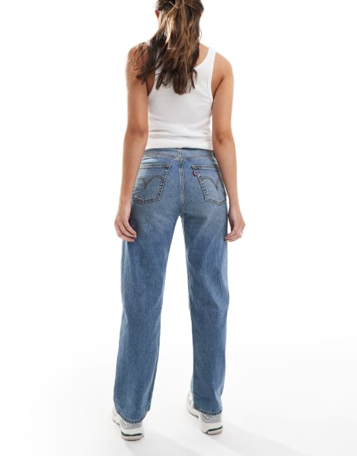 Levi's – Ribcage – Niebieskie jeansy z prostymi nogawkami przed kostkę w stylu vintage , 2 z 5