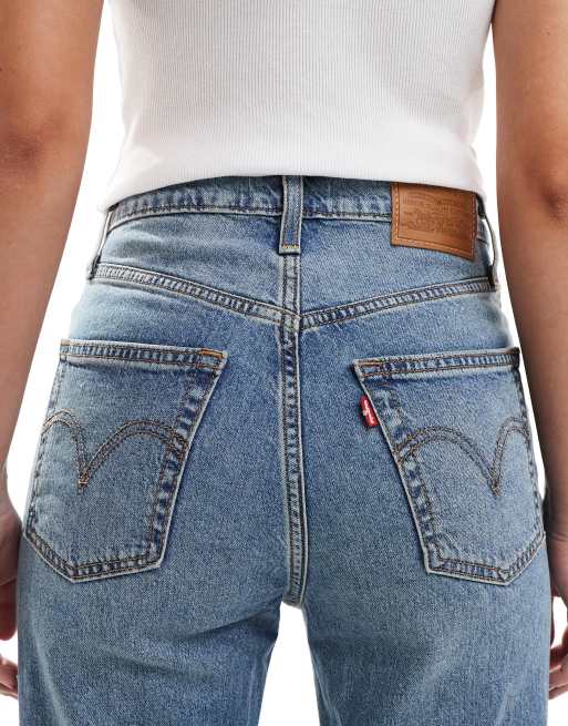 Levi's – Ribcage – Niebieskie jeansy z prostymi nogawkami przed kostkę w stylu vintage , 4 z 5