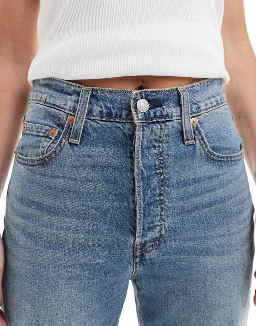 Levi's – Ribcage – Niebieskie jeansy z prostymi nogawkami przed kostkę w stylu vintage , 5 z 5