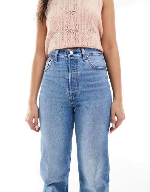 Levi's – Ribcage – Niebieskie, pełnej długości jeansy o prostym kroju, 4 z 5