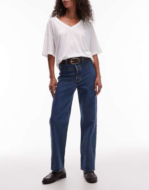 Levi's – Ribcage – Niebieskie, proste jeansy do kostek, w stylu kowbojskim - view 1