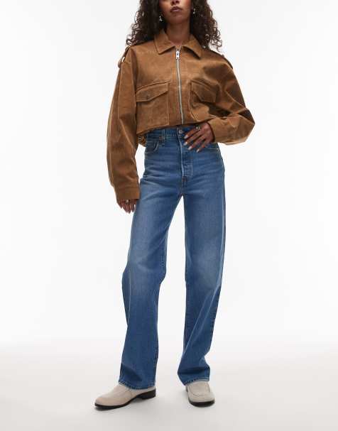 Levi's ribcage straight ankle jeans in mid blue 