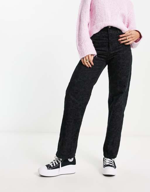 Levi s Ribcage Pantalon droit en velours c tel Noir