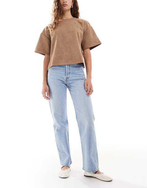 Levi's ribcage straight full length jeans in light wash 