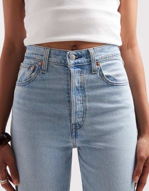 Levi's – Ribcage – Pełnej długości jasnoniebieskie jeansy o prostym kroju , 4 z 5