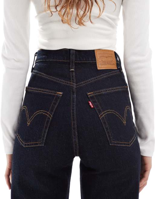 Levi's – Ribcage – Pełnej długości jeansy o prostym kroju w kolorze indygo , 4 z 5