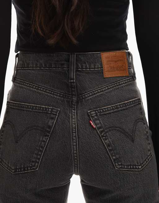 Levi's ribcage raka jeans i full längd i svart, 5 av 5