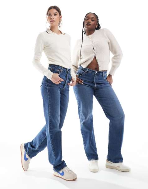 Levi's - Ribcage - Rechte lange jeans met hoge taille in middenblauw - view 1