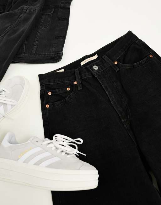 Levi's – Ribcage – Schwarze Jeans mit weitem Bein , 5 von 5