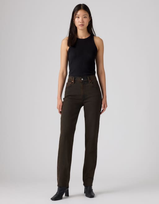 Levi's Ribcage slim jeans in brown, 2 of 4