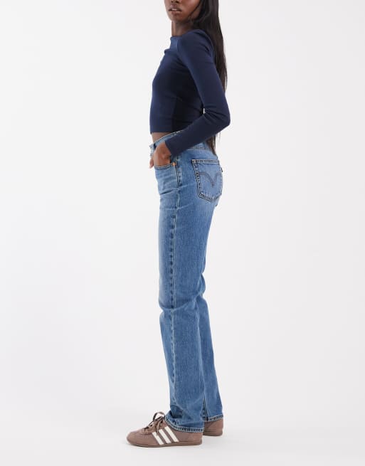 Levi's ribcage slim jeans in mid blue, 2 of 5