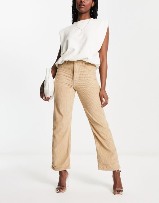 Levi's ribcage straight ankle cord pants in sand | ASOS