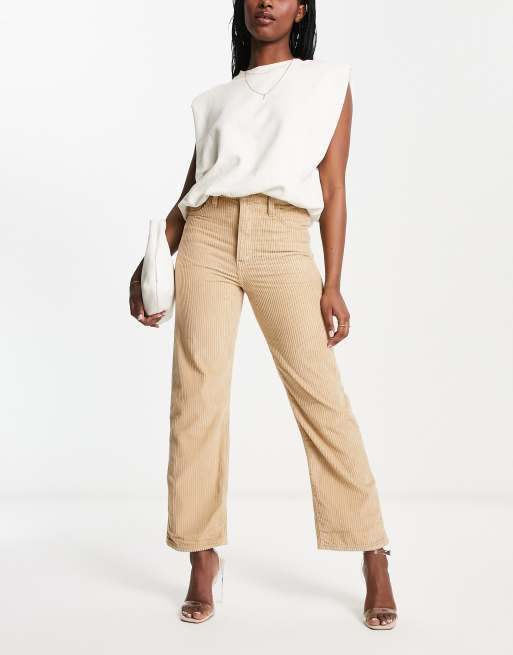 Levi's ribcage straight ankle cord trouser in sand