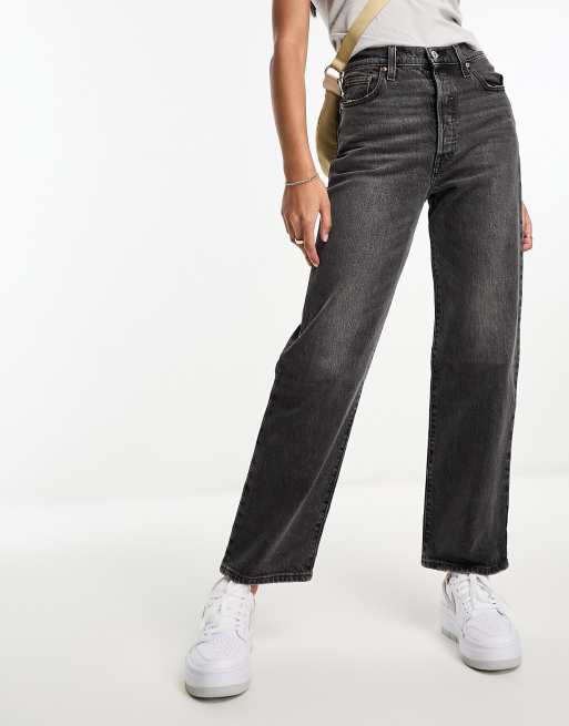 Levi's Ribcage straight ankle fit jeans in light grey