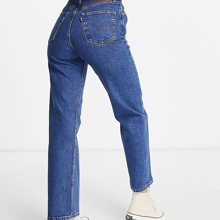 Levi's ribcage straight ankle jeans in blue | ASOS