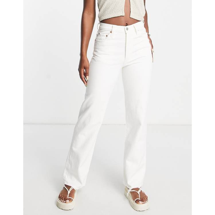 Levi's ribcage straight ankle jeans in white | ASOS