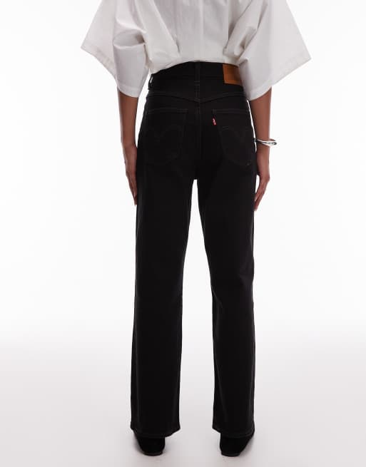 Levi's ribcage straight ankle western jeans in black, 2 of 5
