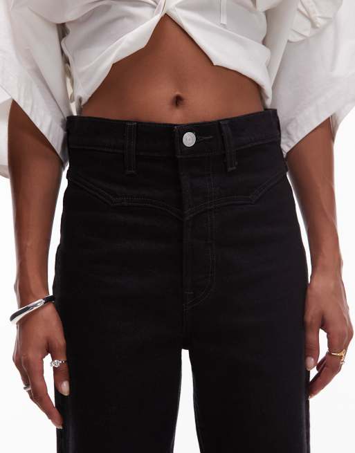 Levi's ribcage straight ankle western jeans in black, 4 of 5