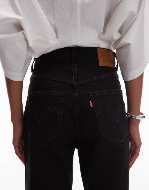 Levi's ribcage straight ankle western jeans in black, 5 of 5