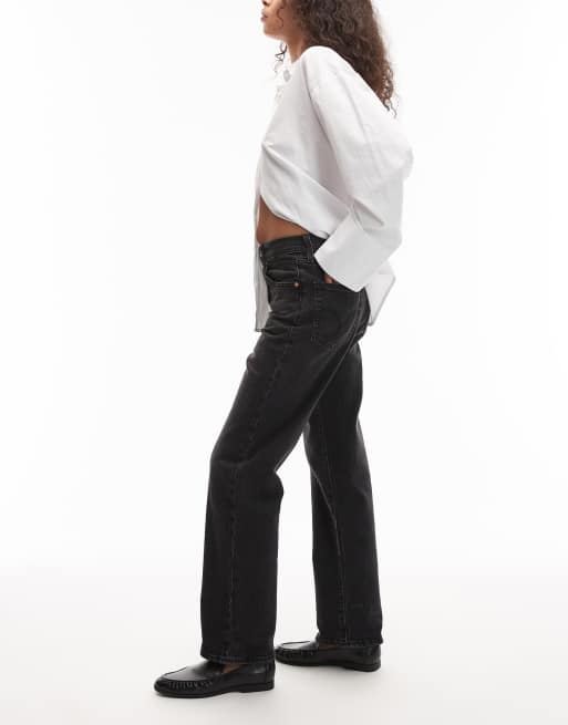 Levi's ribcage straight denim jeans in washed black, 2 of 5