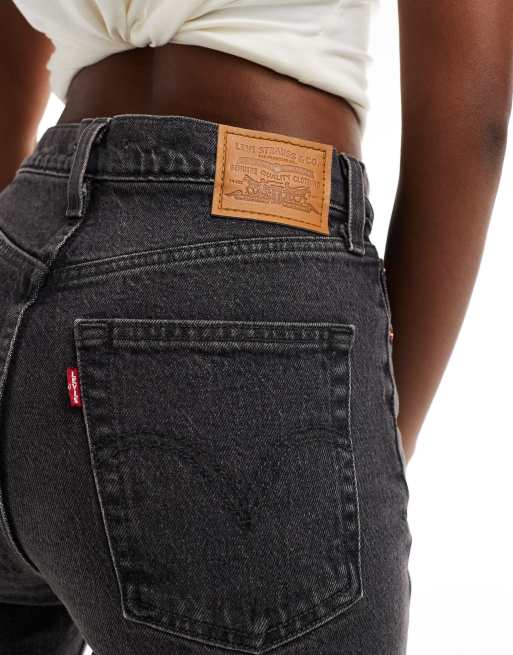 Levi's ribcage straight full length jeans in washed black , 2 of 5
