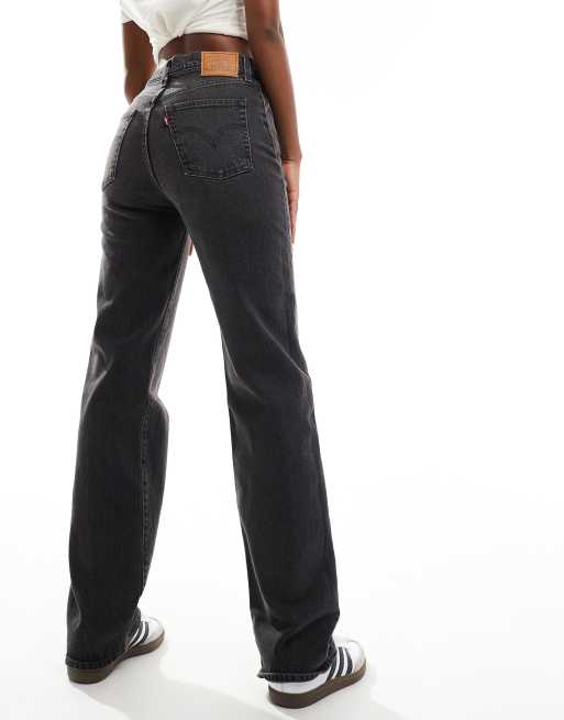 Levi's ribcage straight full length jeans in washed black ASOS