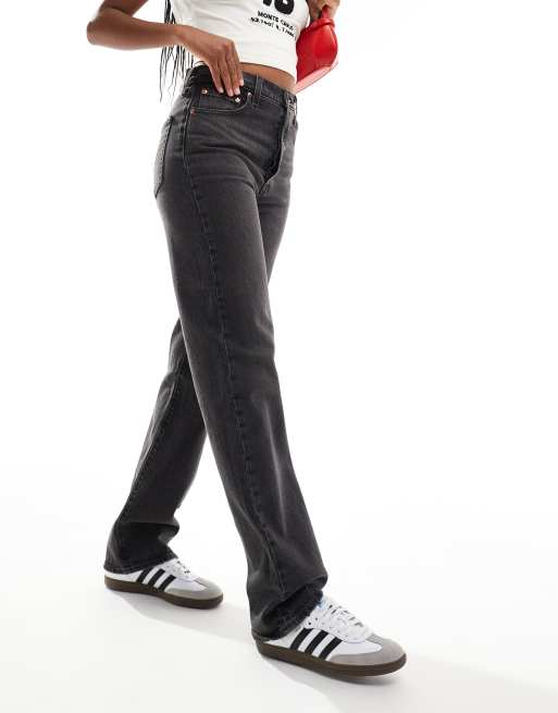 Levi's ribcage straight full length jeans in washed black , 5 of 5