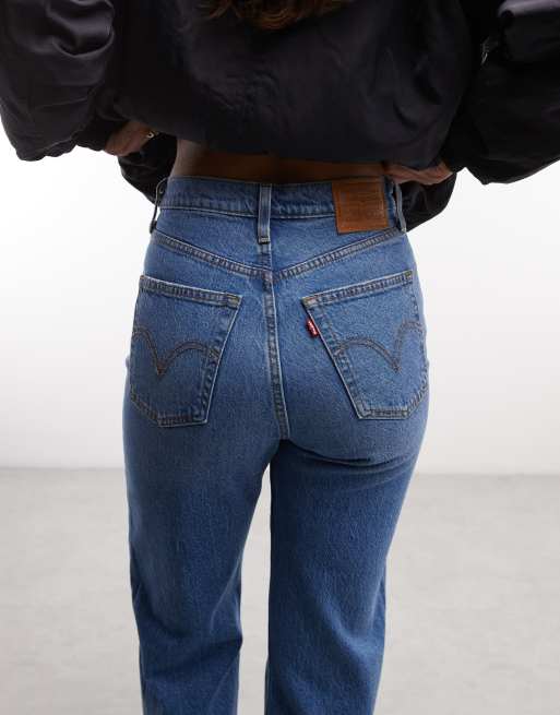 Levi's Ribcage Straight Jeans in voller Länge in mittlerer Waschung, 4 von 5