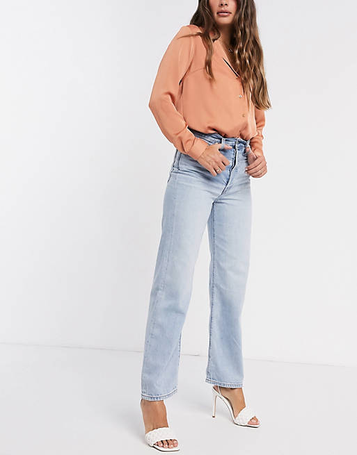 Levi's Ribcage straight leg ankle grazer jeans in bleach wash | ASOS