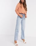 [Levi's] Levi's Ribcage straight leg ankle grazer jeans in bleach wash-Blue W28 L29 Middle road