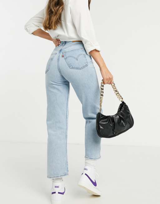 Levi's Ribcage straight leg ankle grazer jeans in bleach wash | ASOS