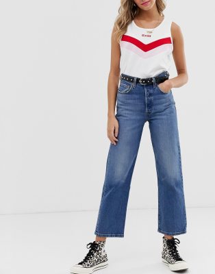 levi's ribcage pleat front wide jean