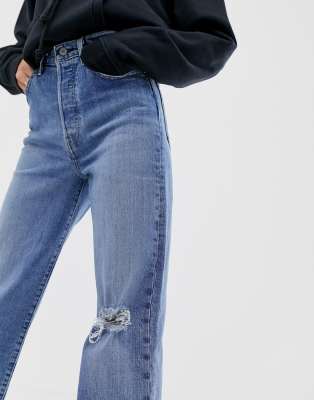 levi distressed straight leg jeans