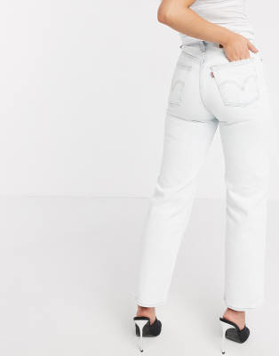 white levi's straight leg jeans