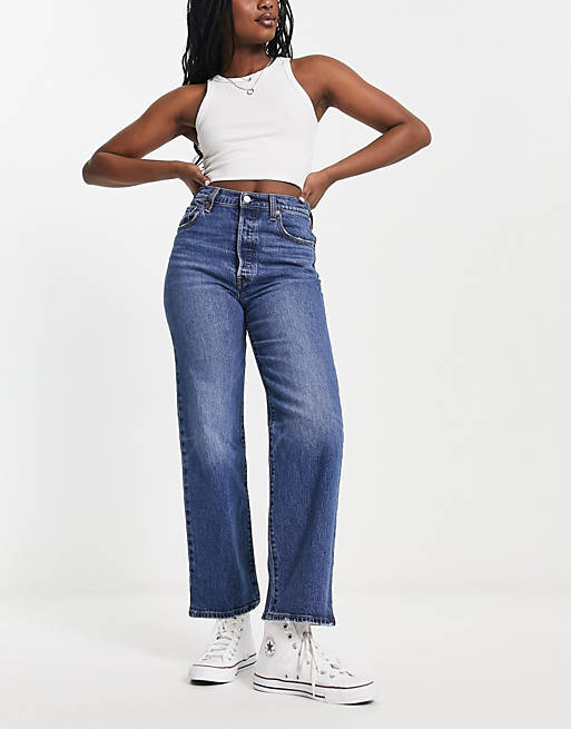 Levi's ribcage straight leg ankle jeans in mid wash | ASOS