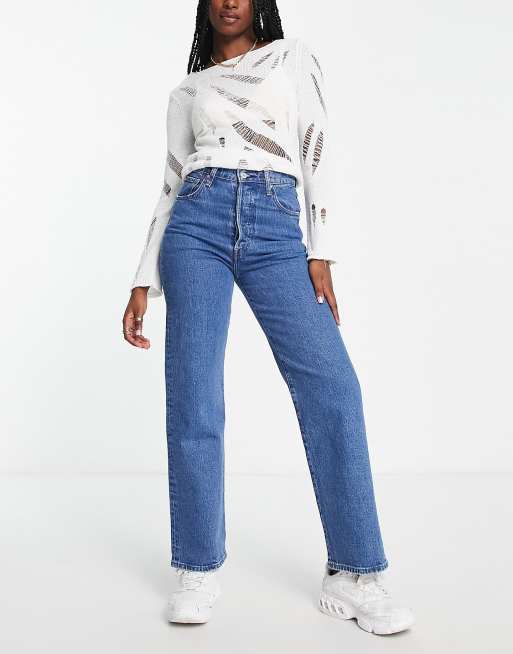 Levi s ribcage straight leg jean in mid wash ASOS