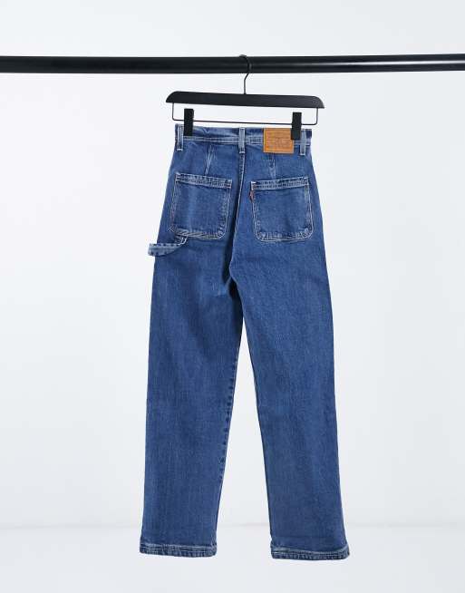 Levi's Ribcage straight leg utility jeans in mid wash blue | ASOS