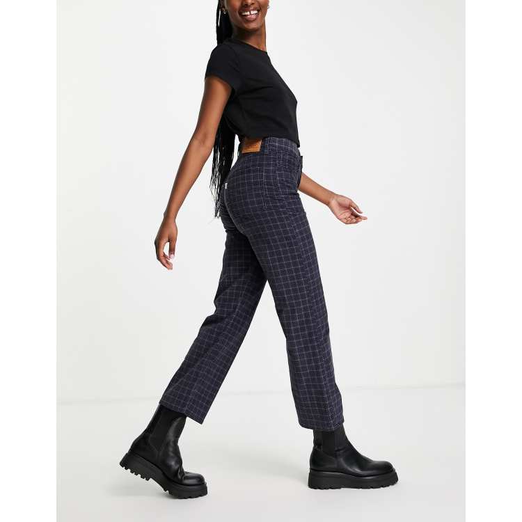 Levi's ribcage straight pants in plaid | ASOS