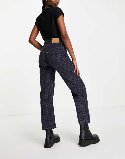 Levi's ribcage straight pants in plaid | ASOS