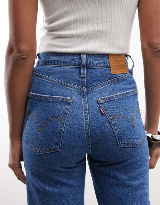 Levi's - Ribcage - Vaqueros capri con lavado oscuro de talle muy alto y corte recto, 4 de 5