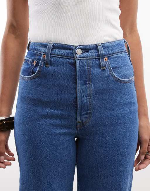 Levi's - Ribcage - Vaqueros capri con lavado oscuro de talle muy alto y corte recto, 5 de 5