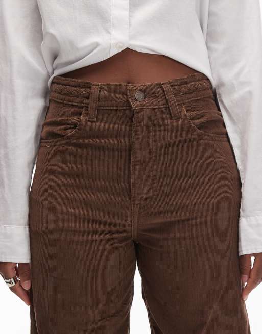Levi's – Ribcage – Weit geschnittene Cord-Jeans in Braun mit geflochtenem Bund, 4 von 5