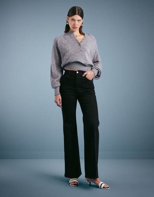 Levi's Ribcage western bell bottom flared jeans in washed black