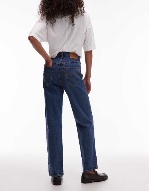 Levi's ribcage western straight leg jeans in mid blue