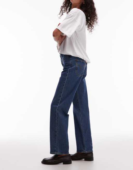 Levi's ribcage western straight leg jeans in mid blue