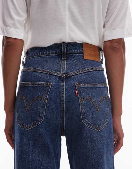 Levi's ribcage western straight leg jeans in mid blue